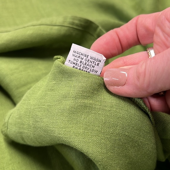 Bryn Walker Fran Round Neck 3/$ Bell Ruffle Sleeve Hi/Low Hemline Linen Shirt L - Picture 9 of 10